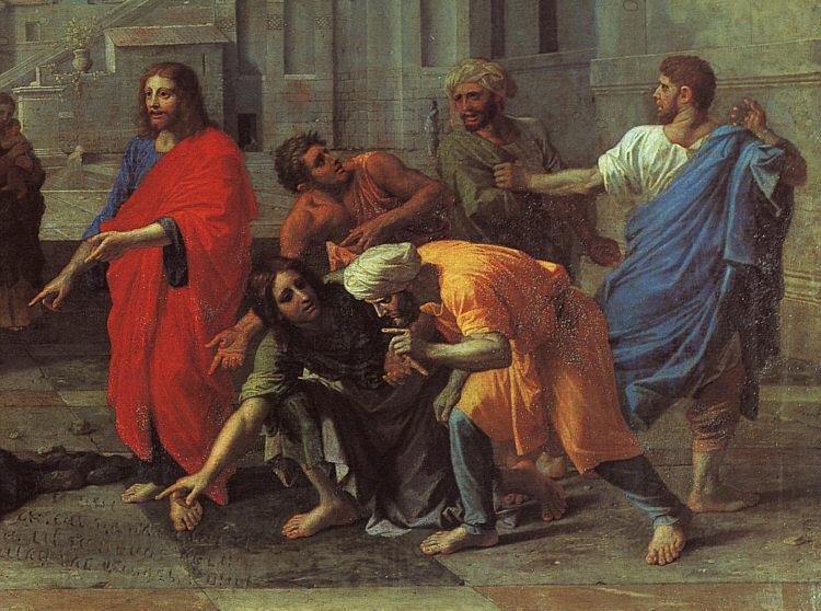Nicolas Poussin Christ and the Woman Taken in Adultery Detail France oil painting art